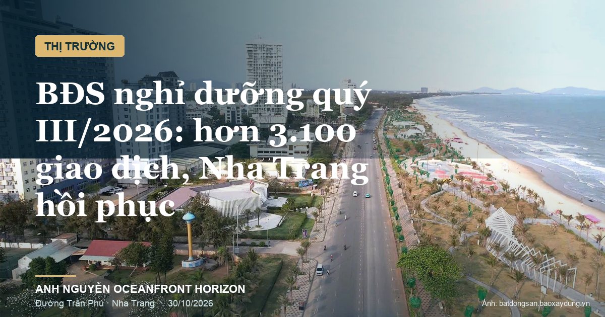 Bất động sản nghỉ dưỡng quý III/2026 khởi sắc: hơn 3.100 giao dịch, Nha Trang có dấu hiệu hồi phục
